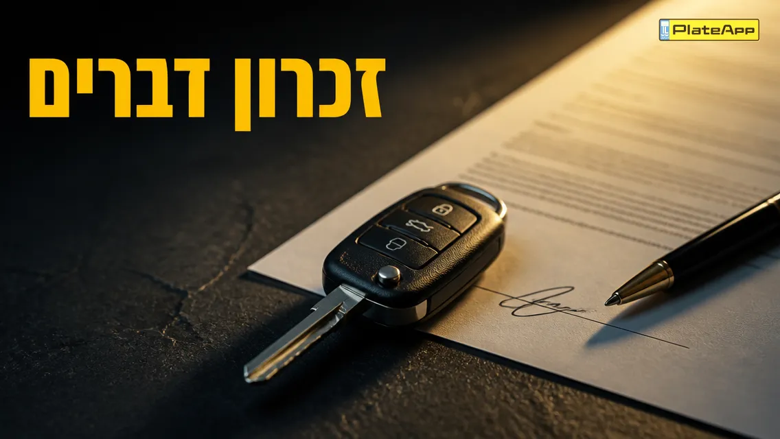 מפתח רכב ועט מונחים על זכרון דברים חתום