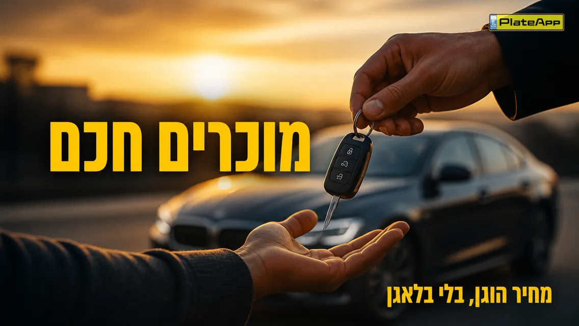 יד מוסרת מפתח רכב ליד אחרת על רקע רכב אהוב, רגע מסירה בטוח ושקט